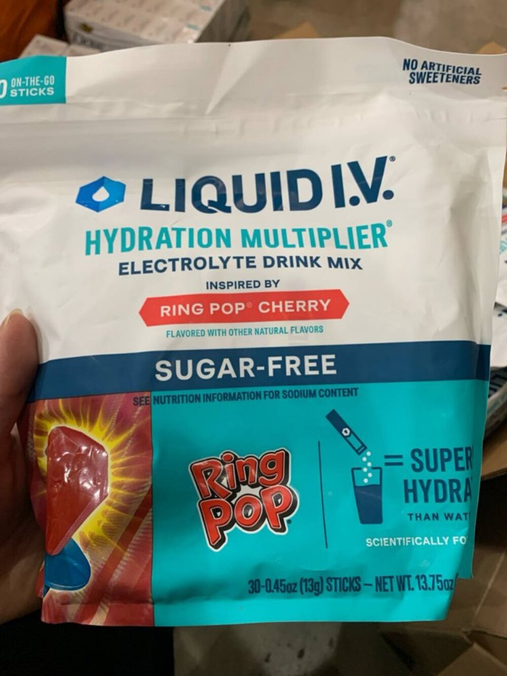 Liquid I.V. Hydration Multiplier Electrolyte Drink Mix, Ring Pop Cherry 30 ct